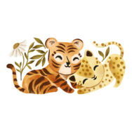 Knuffelende Tijger en luipaard Muursticker Xl Felidae Lilipinso Baby Peuter Kinderkamer Muurdecoratie lili-S1518