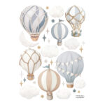Luchtbalonnen Blauw Muursticker A3 Selene Lilipinso Grijs Roze Wolken Aankleding Decoratie Kinderkamer Babykamer -lili-S1530