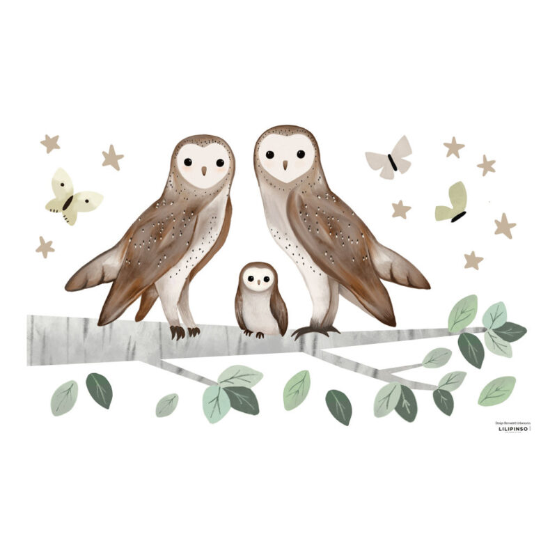 Uilen Muursticker Xl Kharu Lilipinso Owls Boomstam Kinderkamer Decoratie Muur Aankleding lili-S1481