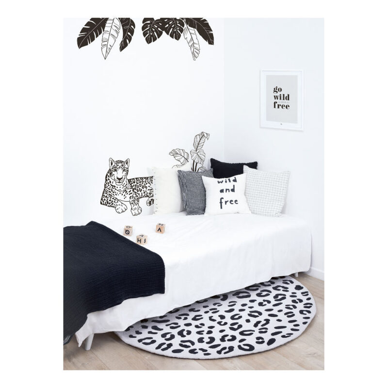 Zwart Wit Tropische Bladeren Muursticker XXl Black Majik Lilipinso Black White Leaves Kinderkamer Decoratie Aankleding lili-S1455