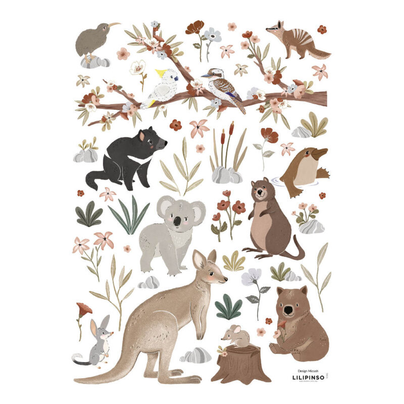 Muurstickers Dieren van Australië A3 Lilydale Lilipinso s1501