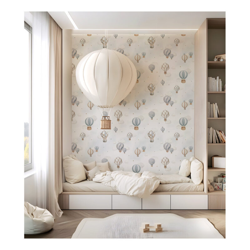 Heteluchtballonnen Blauw Behang | Selene | Lilipinso
