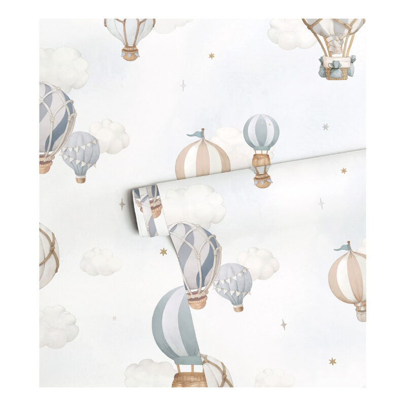 Heteluchtballonnen Blauw Behang | Selene | Lilipinso