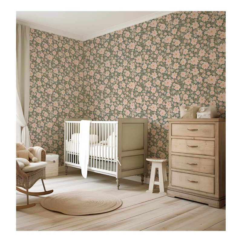Bloemen Donkergroene Achtergrond Behang | Eleonore | Lilipinso