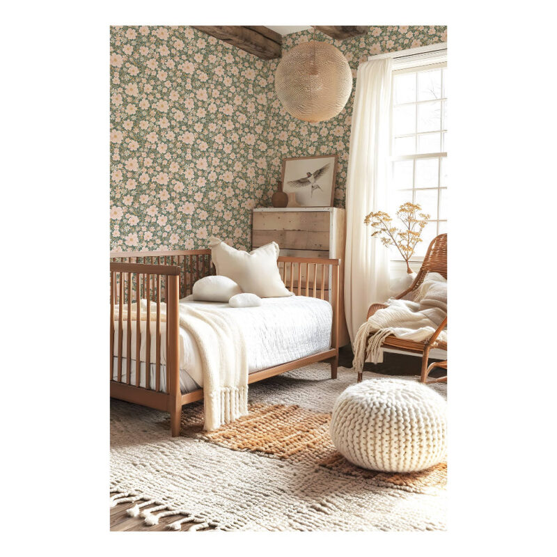 Bloemen Donkergroene Achtergrond Behang | Eleonore | Lilipinso