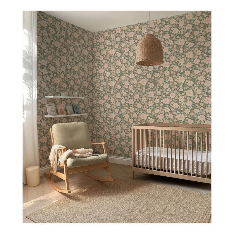 Bloemen Donkergroene Achtergrond Behang | Eleonore | Lilipinso