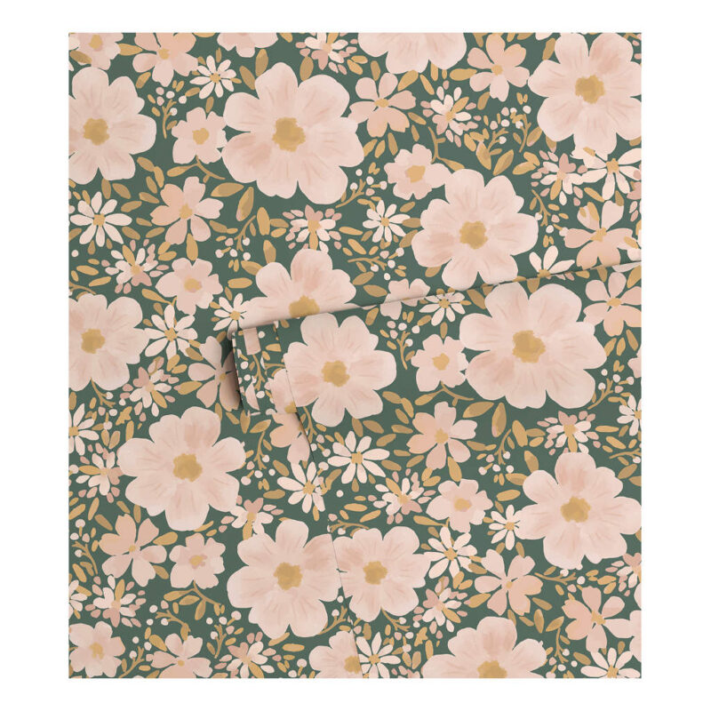 Bloemen Donkergroene Achtergrond Behang | Eleonore | Lilipinso