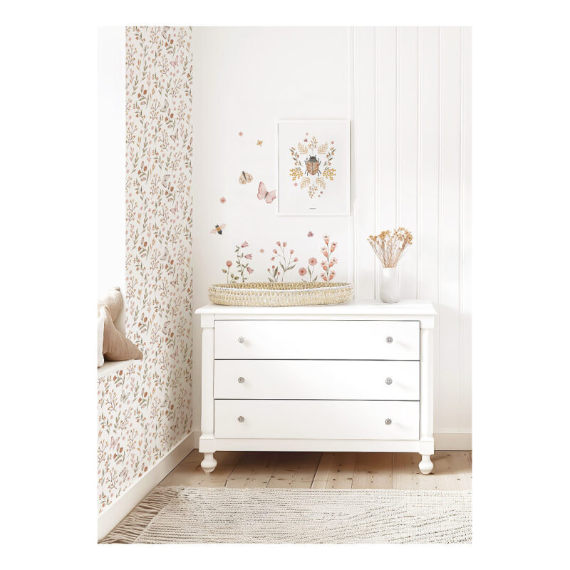 Vlinders En Bloemen Behang | Lieveheersbeestje | Lilipinso