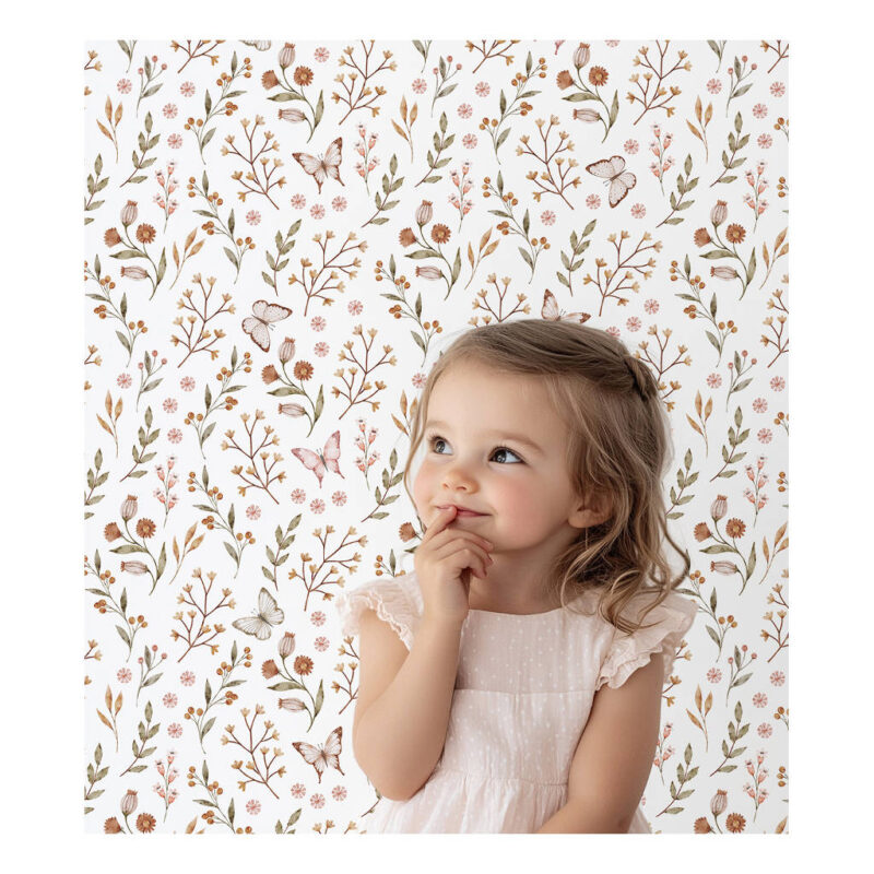 Vlinders En Bloemen Behang | Lieveheersbeestje | Lilipinso