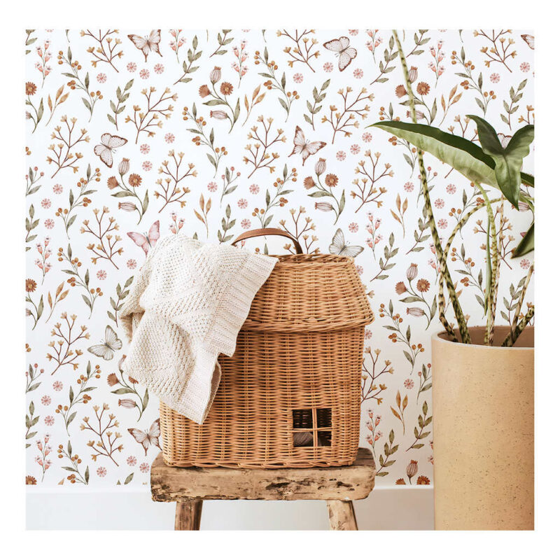 Vlinders En Bloemen Behang | Lieveheersbeestje | Lilipinso