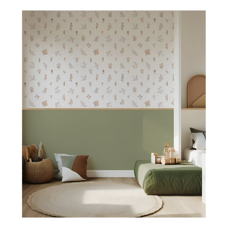 Zwaluwen En Bloemen Behang | Lieveheersbeestje | Lilipinso