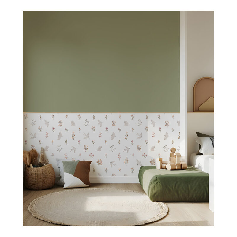 Zwaluwen En Bloemen Behang | Lieveheersbeestje | Lilipinso