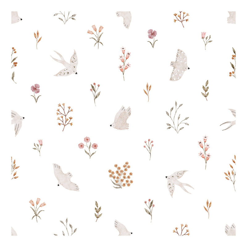 Zwaluwen En Bloemen Behang | Lieveheersbeestje | Lilipinso