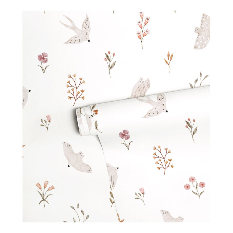 Zwaluwen En Bloemen Behang | Lieveheersbeestje | Lilipinso