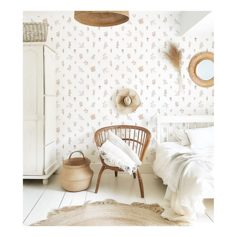 Zwaluwen En Bloemen Behang | Lieveheersbeestje | Lilipinso