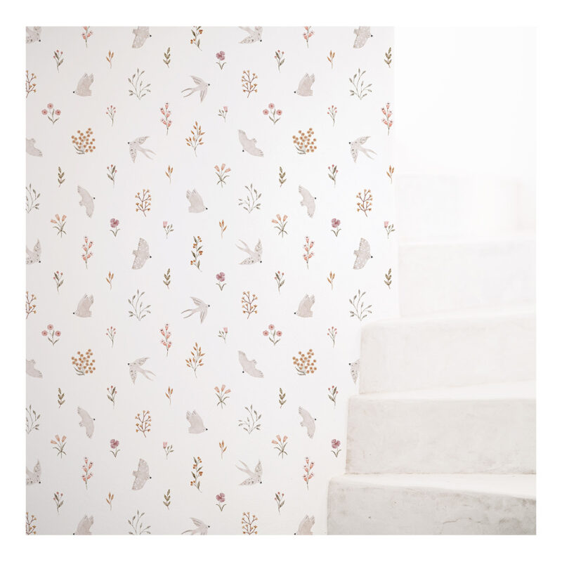 Zwaluwen En Bloemen Behang | Lieveheersbeestje | Lilipinso